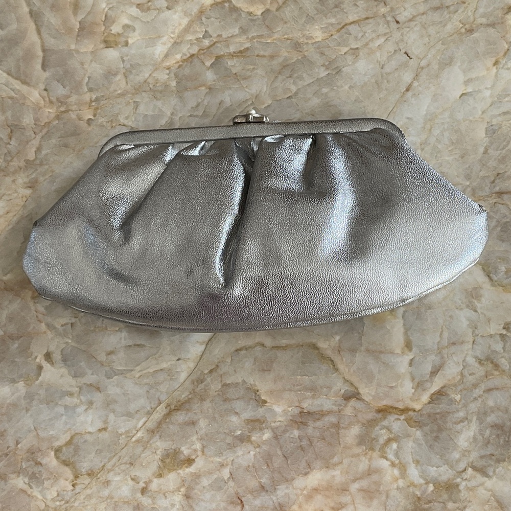 Glamorous Vintage Silver Clutch Bag and Gloves